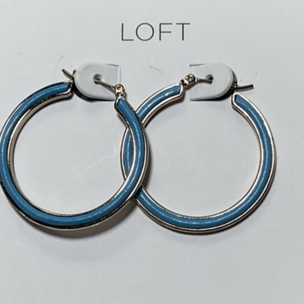 LOFT Blue and Silver Hoop Earrings
